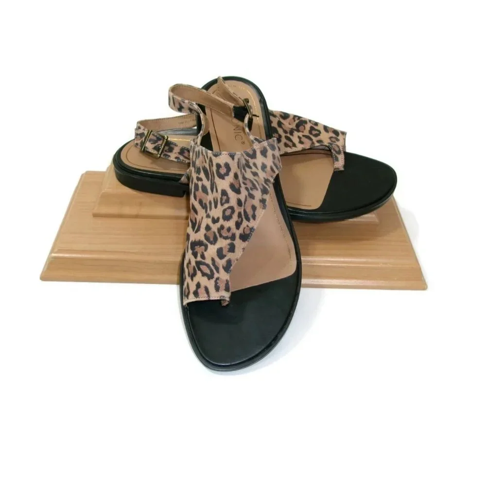 Vionice Womens Ella Toffee Leather Leopard Print Sandals Shoes Size 10 M - Picture 12 of 16